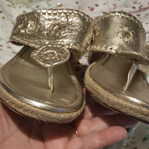 Jack Rogers Metallic Gold Braided Thong Sandals - Picture 5 of 5